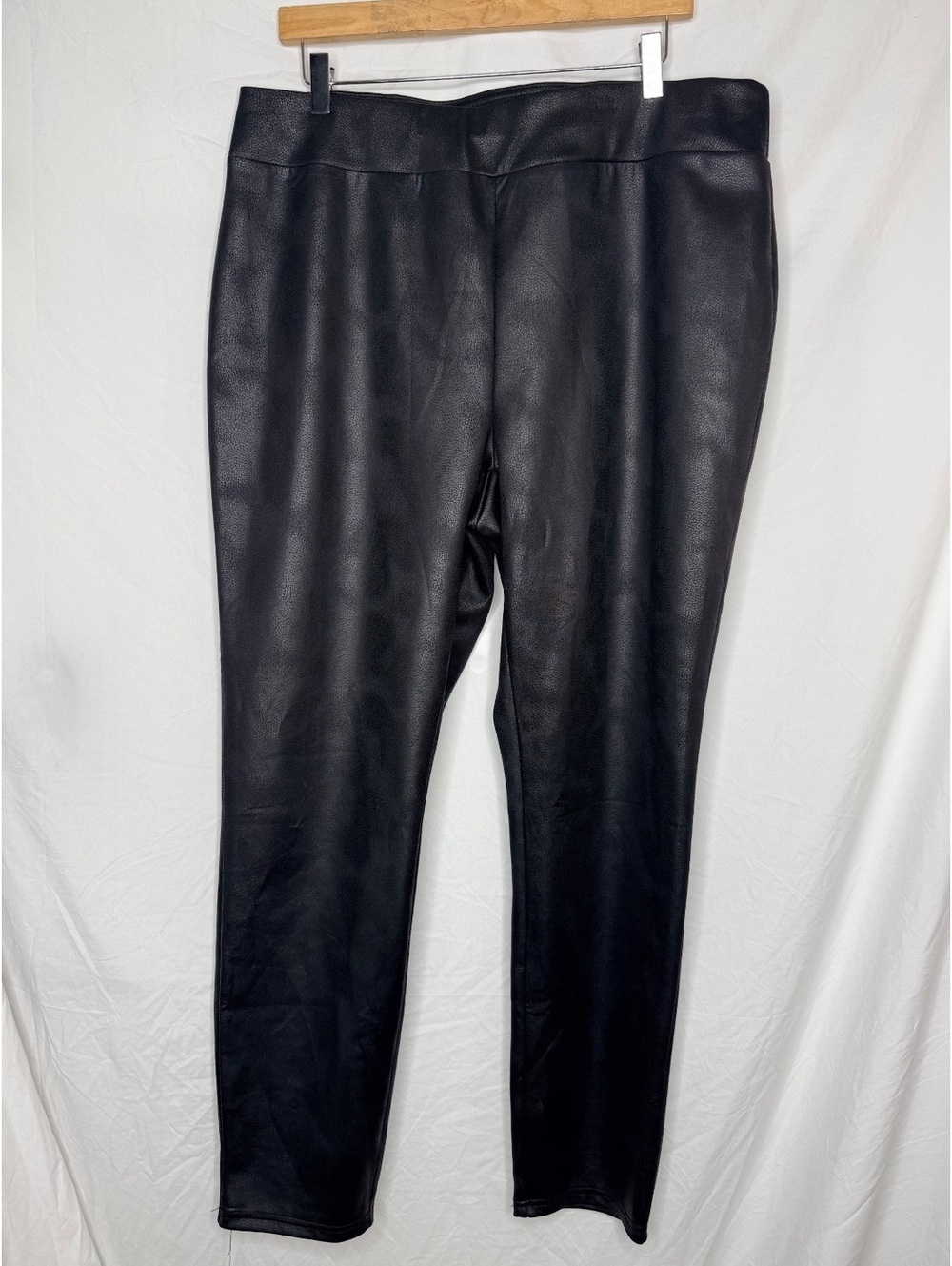 Ashley Stewart Faux Leather Leggings Black Stretch Pull-On Pants Plus Size 18/20